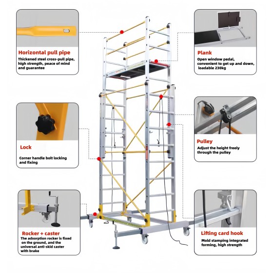 Aluminum telescopic scaffold